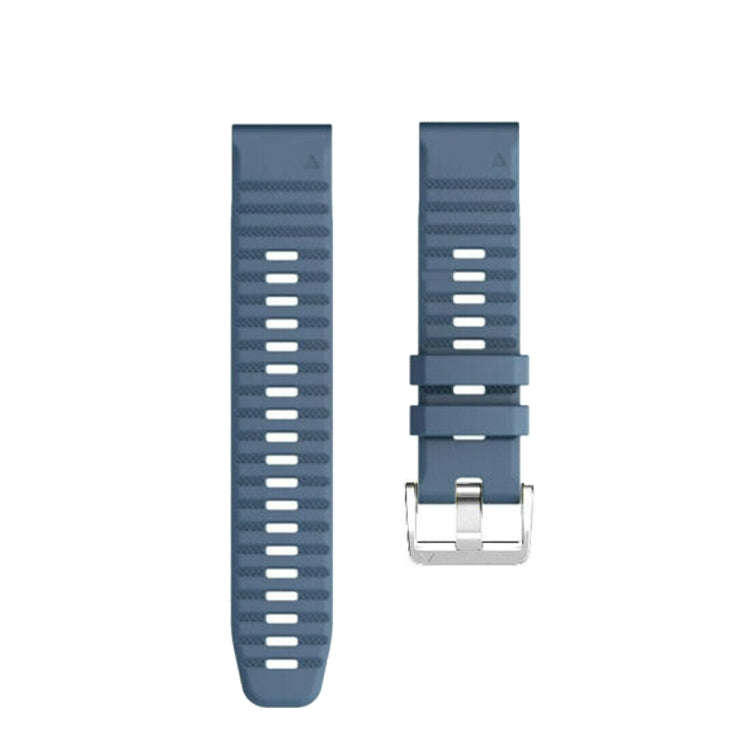 For Garmin Tactix 7 Pro / Fenix 7X / 6X Pro 26mm Screw Silver Steel Buckle Silicone Watch Band(Na...