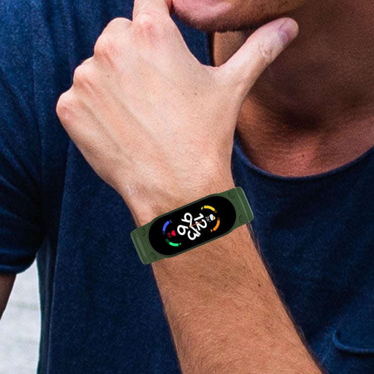 For Xiaomi Mi Band 7 / 6 / 5 Integrated TPU Watch Band(Army Green)
