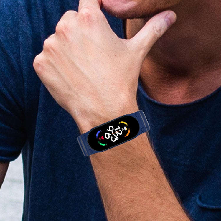 For Xiaomi Mi Band 7 / 6 / 5 Integrated TPU Watch Band(Dark Blue)