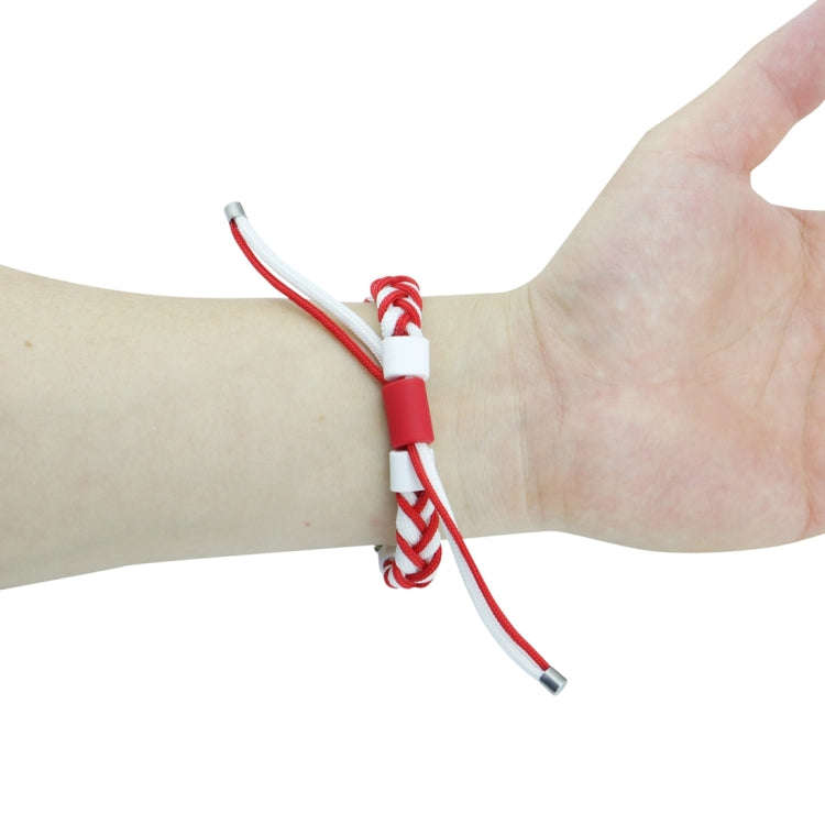 For Xiaomi Mi Band 4 / 3 Silicone Bean Braided Cord Nylon Watch Band(White Red)