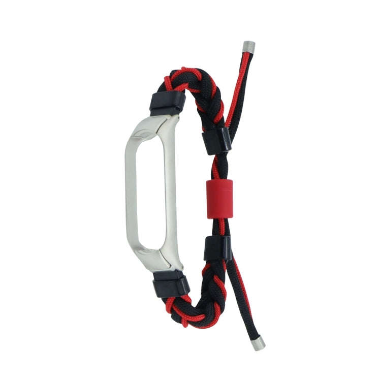 For Xiaomi Mi Band 4 / 3 Silicone Bean Braided Cord Nylon Watch Band(Black Red)