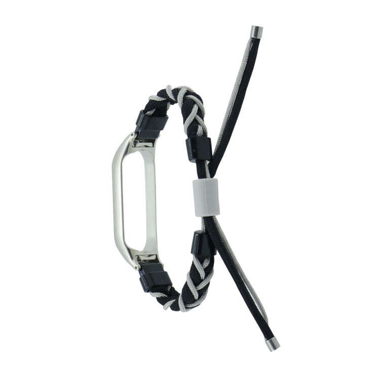 For Xiaomi Mi Band 4 / 3 Silicone Bean Braided Cord Nylon Watch Band(Black Grey)