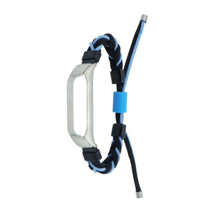 For Xiaomi Mi Band 4 / 3 Silicone Bean Braided Cord Nylon Watch Band(Black Blue)