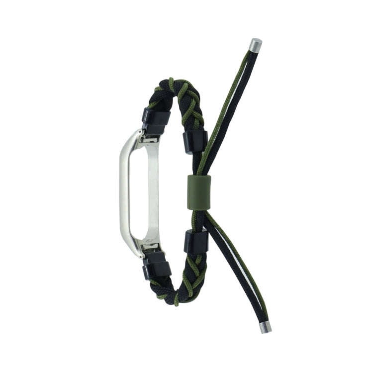 For Xiaomi Mi Band 7 Silicone Bean Braided Cord Nylon Watch Band(Black Green)