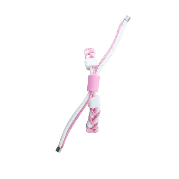 For Xiaomi Mi Band 8 Silicone Bean Braided Cord Nylon Watch Band(White Pink)