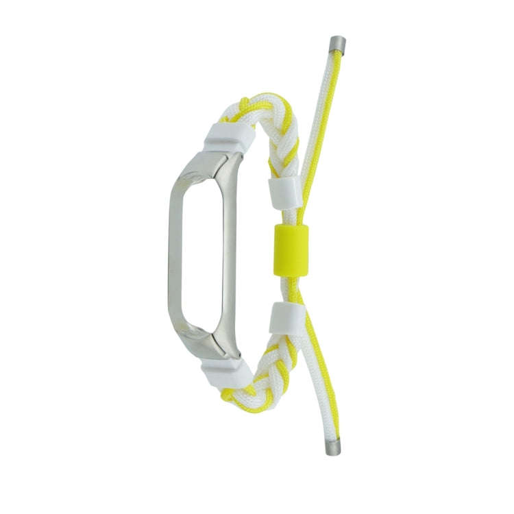 For Xiaomi Mi Band 8 Silicone Bean Braided Cord Nylon Watch Band(White Yellow)