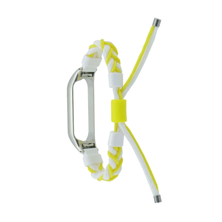 For Xiaomi Mi Band 8 Silicone Bean Braided Cord Nylon Watch Band(White Yellow)