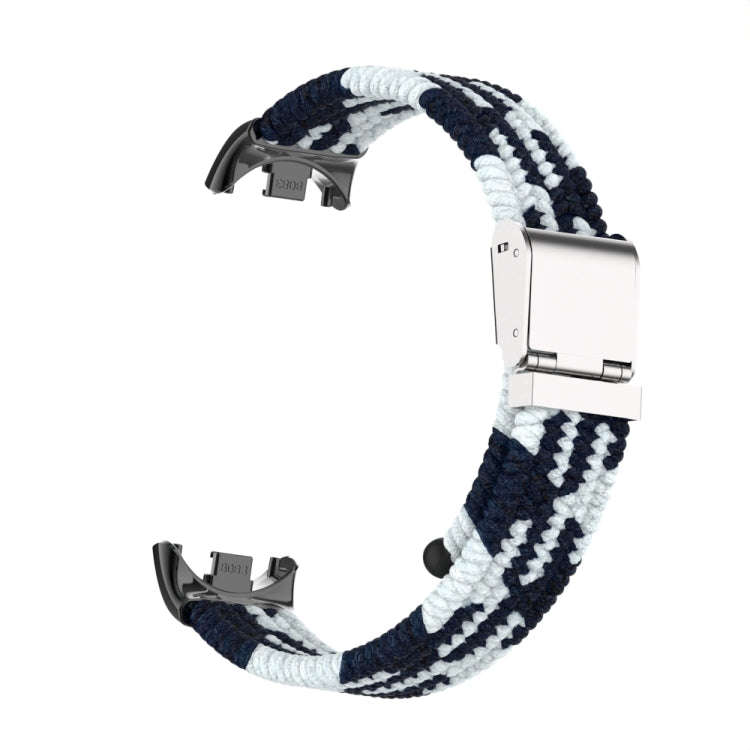 For Xiaomi Mi Band 8 / 8 NFC Metal Head + Nylon Braided Steel Buckle Watch Band(Black White)