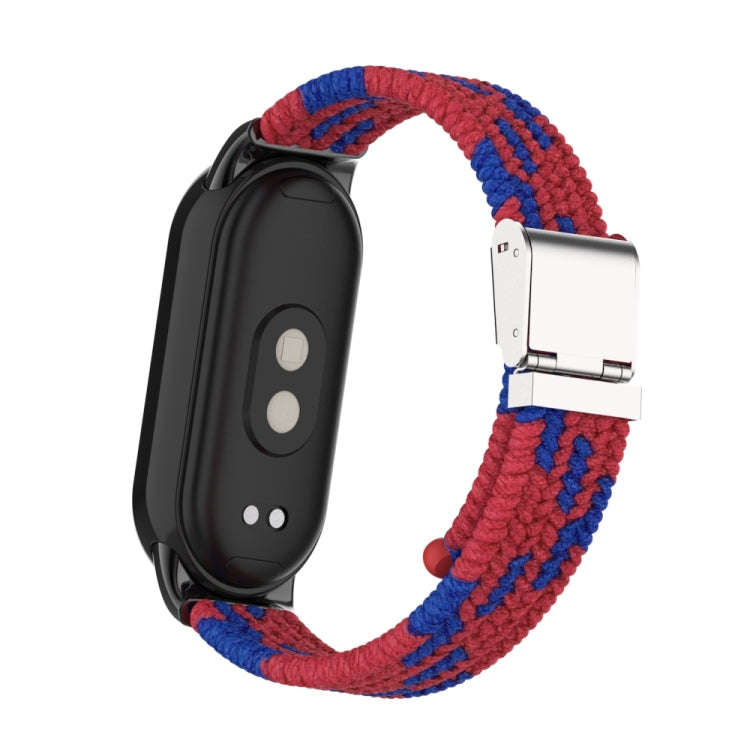 For Xiaomi Mi Band 8 / 8 NFC Metal Head + Nylon Braided Steel Buckle Watch Band(Red Blue)