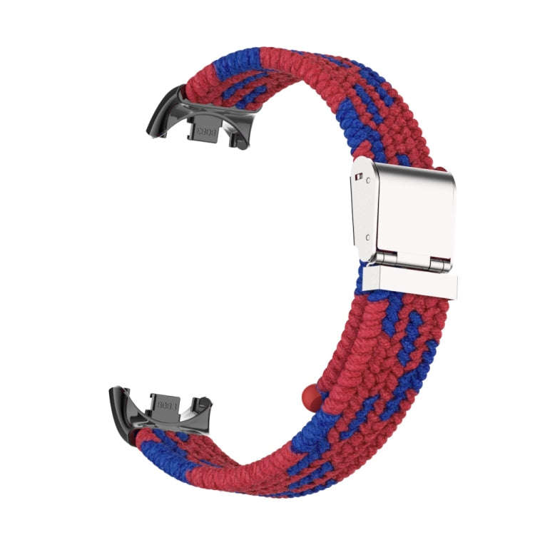 For Xiaomi Mi Band 8 / 8 NFC Metal Head + Nylon Braided Steel Buckle Watch Band(Red Blue)