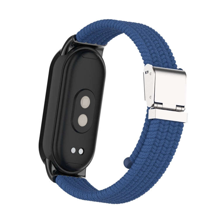 For Xiaomi Mi Band 8 / 8 NFC Metal Head + Nylon Braided Steel Buckle Watch Band(Cold Blue)