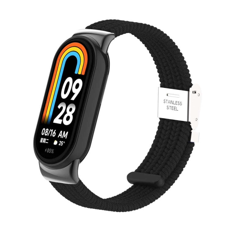For Xiaomi Mi Band 8 / 8 NFC Metal Head + Nylon Braided Steel Buckle Watch Band(Black)