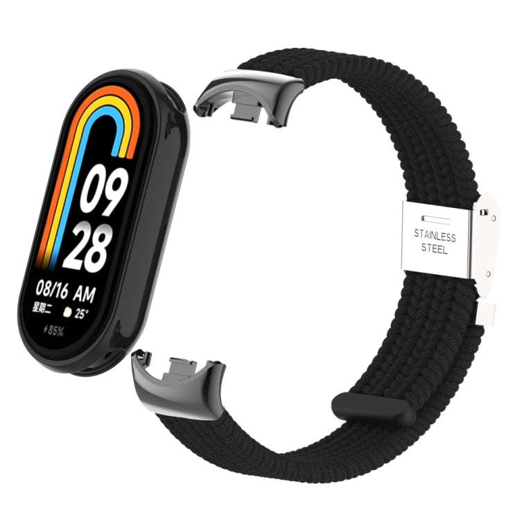 For Xiaomi Mi Band 8 / 8 NFC Metal Head + Nylon Braided Steel Buckle Watch Band(Black)