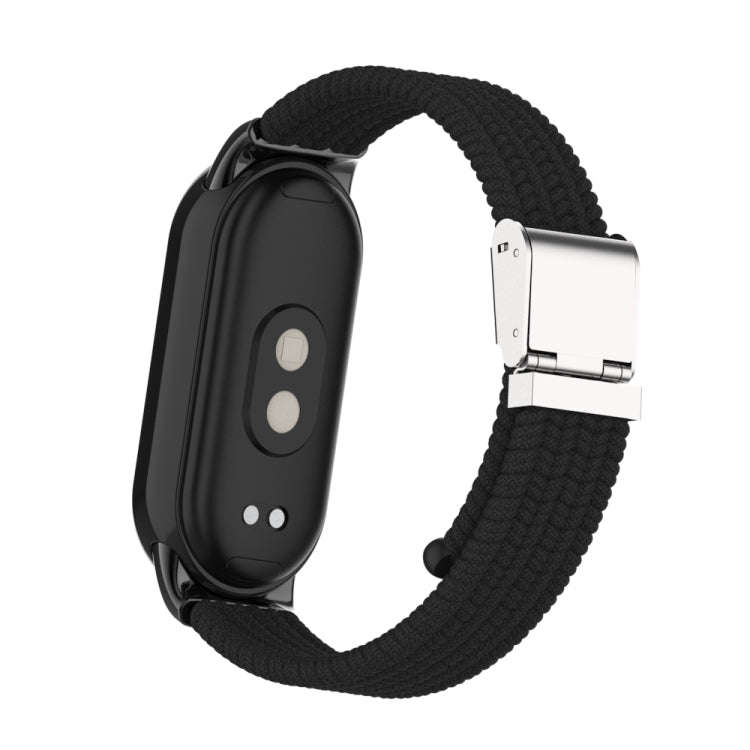 For Xiaomi Mi Band 8 / 8 NFC Metal Head + Nylon Braided Steel Buckle Watch Band(Black)