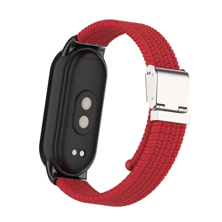 For Xiaomi Mi Band 8 / 8 NFC Metal Head + Nylon Braided Steel Buckle Watch Band(Red)