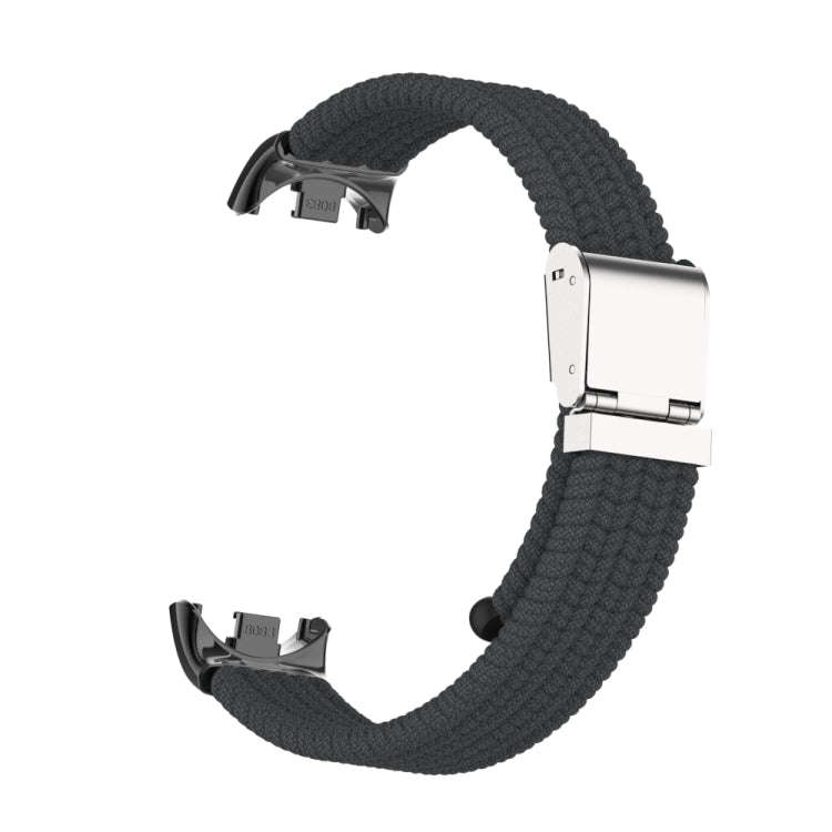 For Xiaomi Mi Band 8 / 8 NFC Metal Head + Nylon Braided Steel Buckle Watch Band(Charcoal)