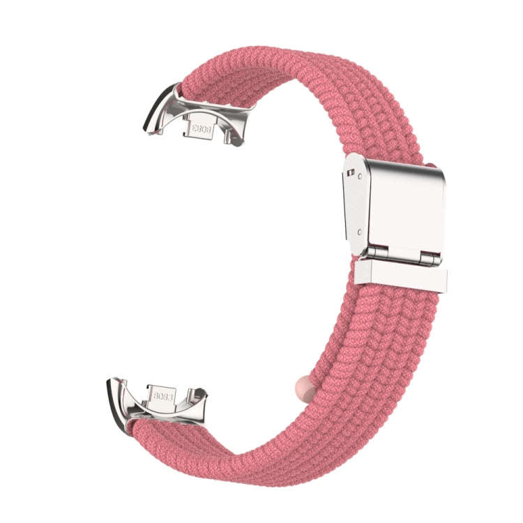 For Xiaomi Mi Band 8 / 8 NFC Metal Head + Nylon Braided Steel Buckle Watch Band(Pink)