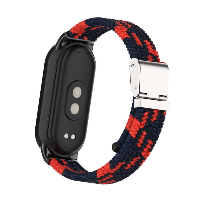 For Xiaomi Mi Band 8 / 8 NFC Metal Head + Nylon Braided Steel Buckle Watch Band(Black Red)