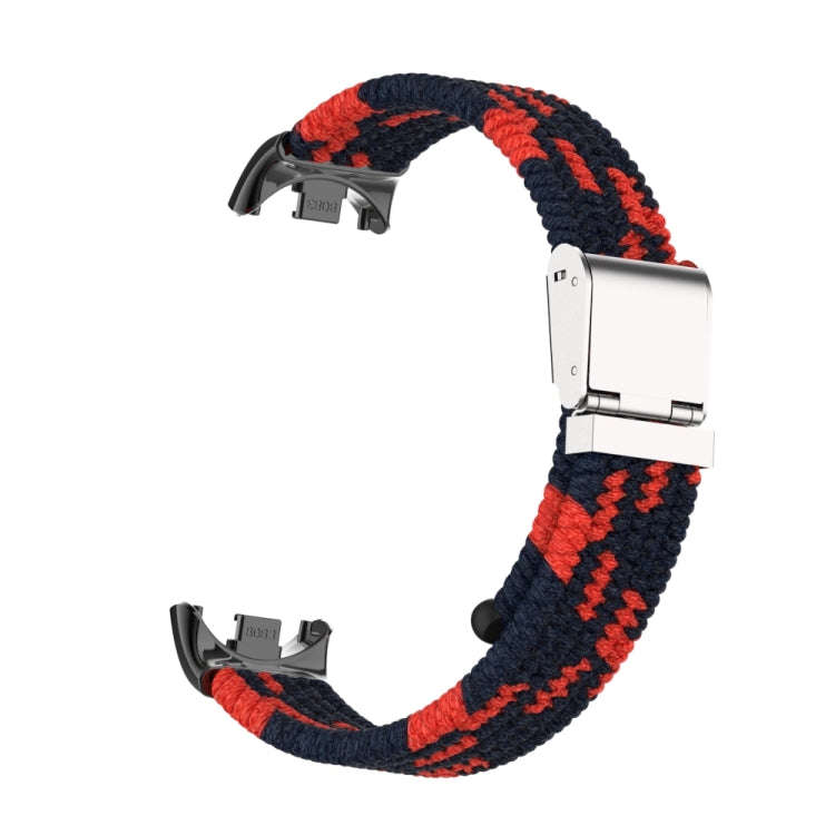 For Xiaomi Mi Band 8 / 8 NFC Metal Head + Nylon Braided Steel Buckle Watch Band(Black Red)