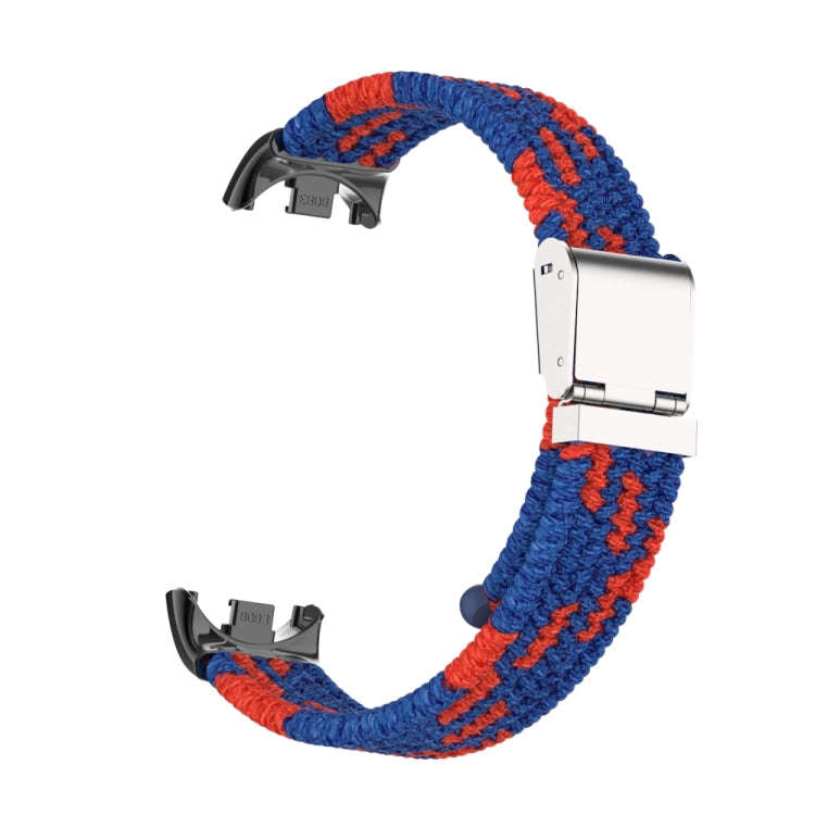 For Xiaomi Mi Band 8 / 8 NFC Metal Head + Nylon Braided Steel Buckle Watch Band(Blue Red)