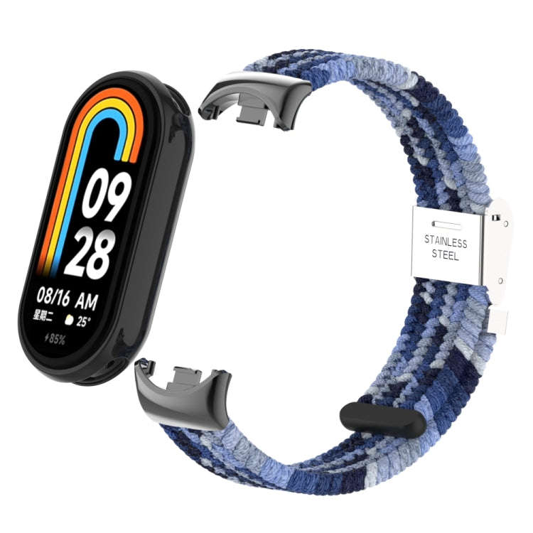 For Xiaomi Mi Band 8 / 8 NFC Metal Head + Nylon Braided Steel Buckle Watch Band(Navy Blue)