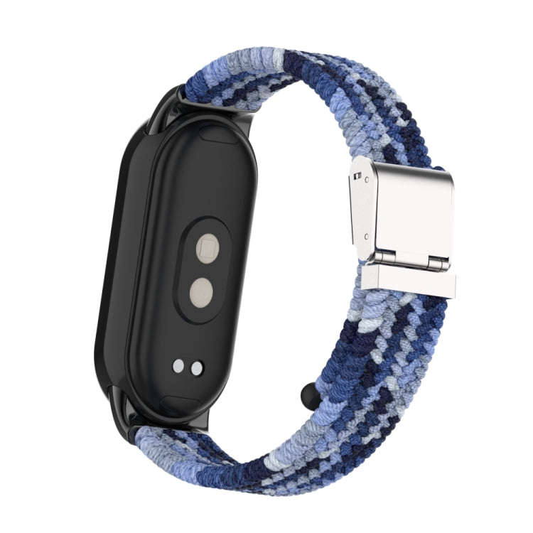 For Xiaomi Mi Band 8 / 8 NFC Metal Head + Nylon Braided Steel Buckle Watch Band(Navy Blue)
