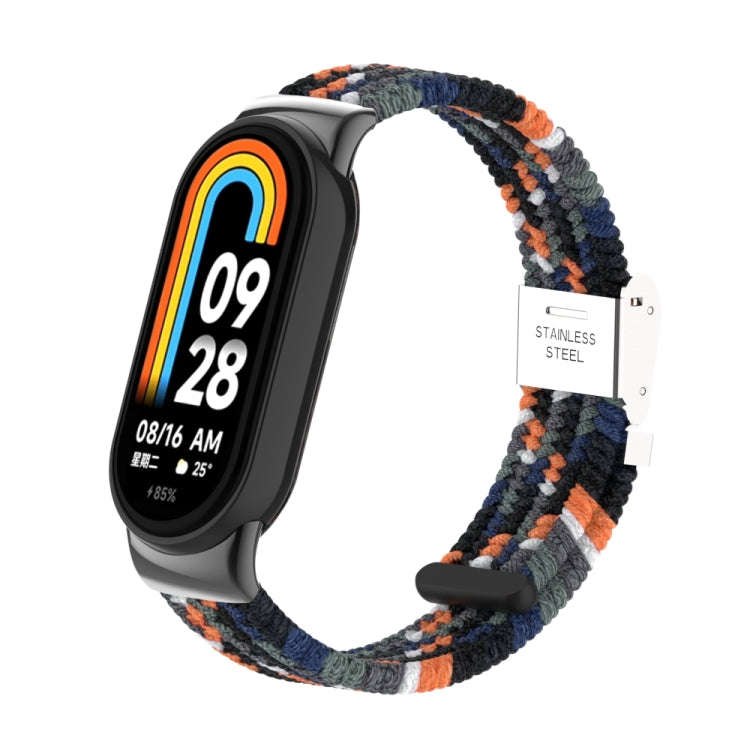 For Xiaomi Mi Band 8 / 8 NFC Metal Head + Nylon Braided Steel Buckle Watch Band(Denim)