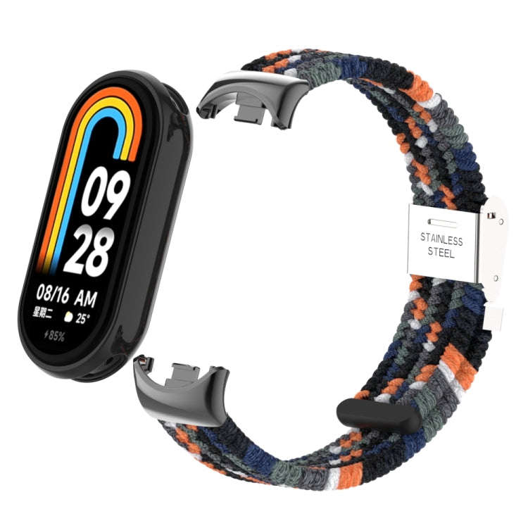 For Xiaomi Mi Band 8 / 8 NFC Metal Head + Nylon Braided Steel Buckle Watch Band(Denim)