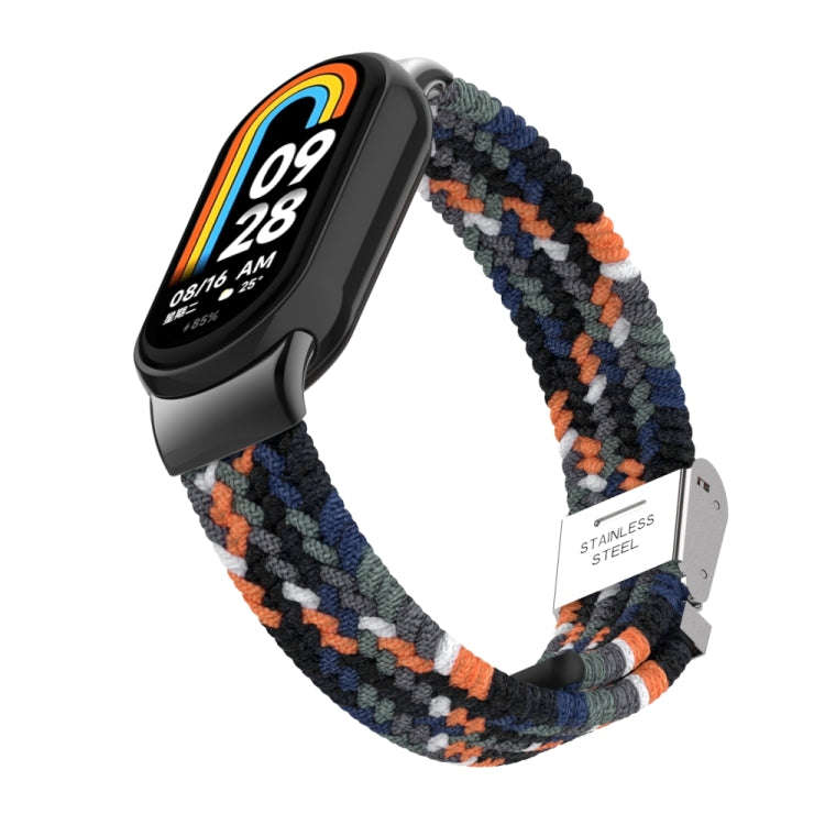 For Xiaomi Mi Band 8 / 8 NFC Metal Head + Nylon Braided Steel Buckle Watch Band(Denim)