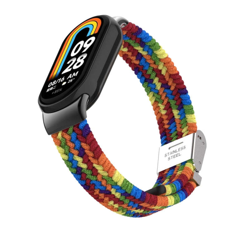 For Xiaomi Mi Band 8 / 8 NFC Metal Head + Nylon Braided Steel Buckle Watch Band(Colorful)