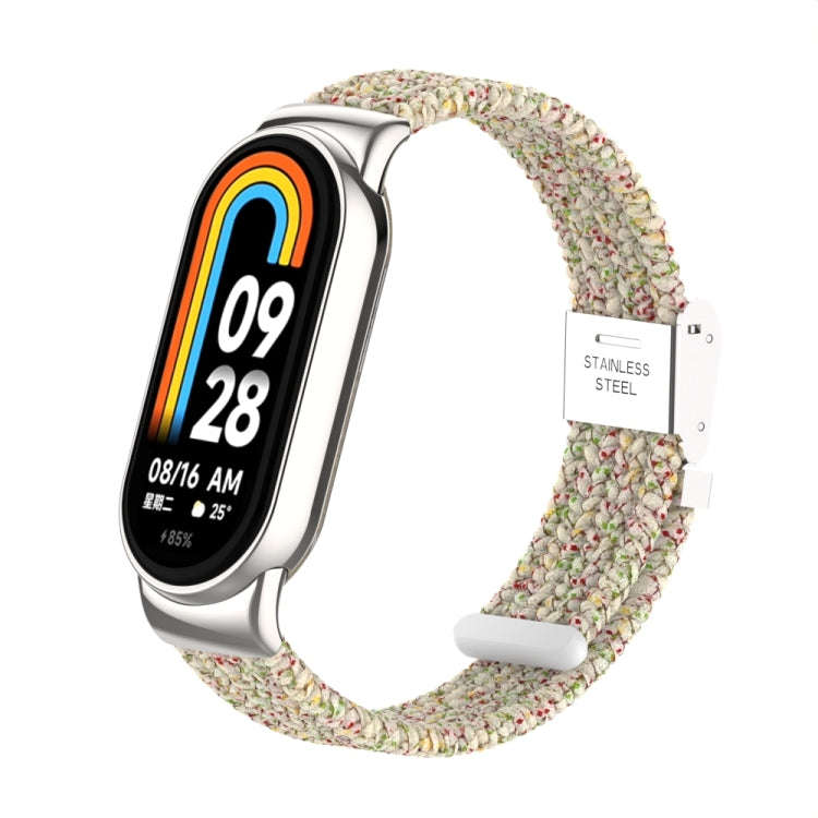 For Xiaomi Mi Band 8 / 8 NFC Metal Head + Nylon Braided Steel Buckle Watch Band(Starlight Color)