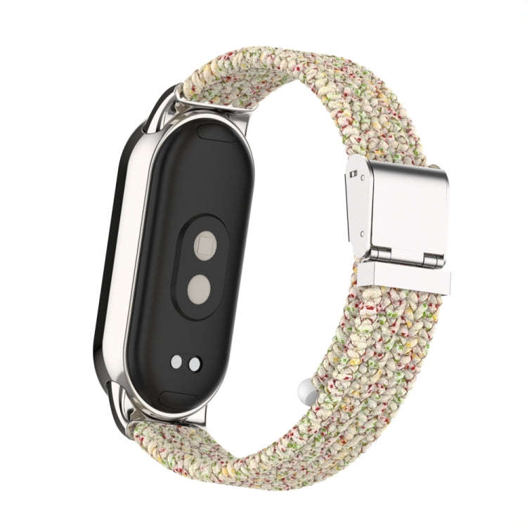 For Xiaomi Mi Band 8 / 8 NFC Metal Head + Nylon Braided Steel Buckle Watch Band(Starlight Color)