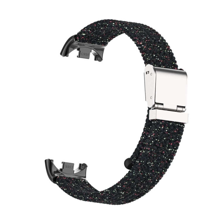 For Xiaomi Mi Band 8 / 8 NFC Metal Head + Nylon Braided Steel Buckle Watch Band(Starlight Black)