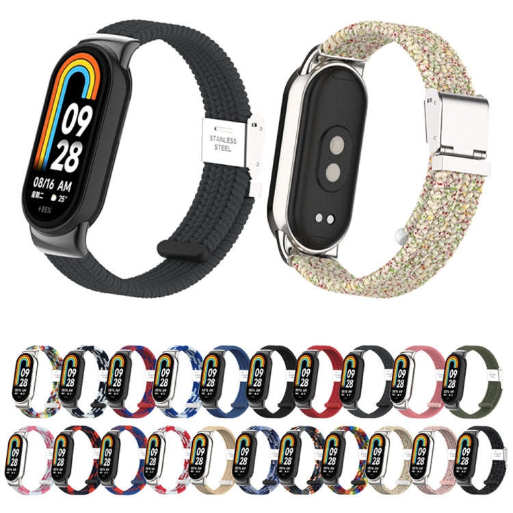 For Xiaomi Mi Band 8 / 8 NFC Metal Head + Nylon Braided Steel Buckle Watch Band(Cold Blue)
