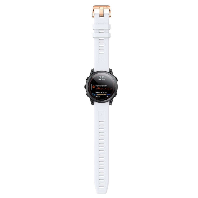 For Garmin Epix Pro 42mm Rose Gold Buckle Silicone Watch Band(White)