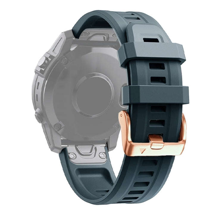 For Garmin Epix Pro 42mm Rose Gold Buckle Silicone Watch Band(Navy Blue)