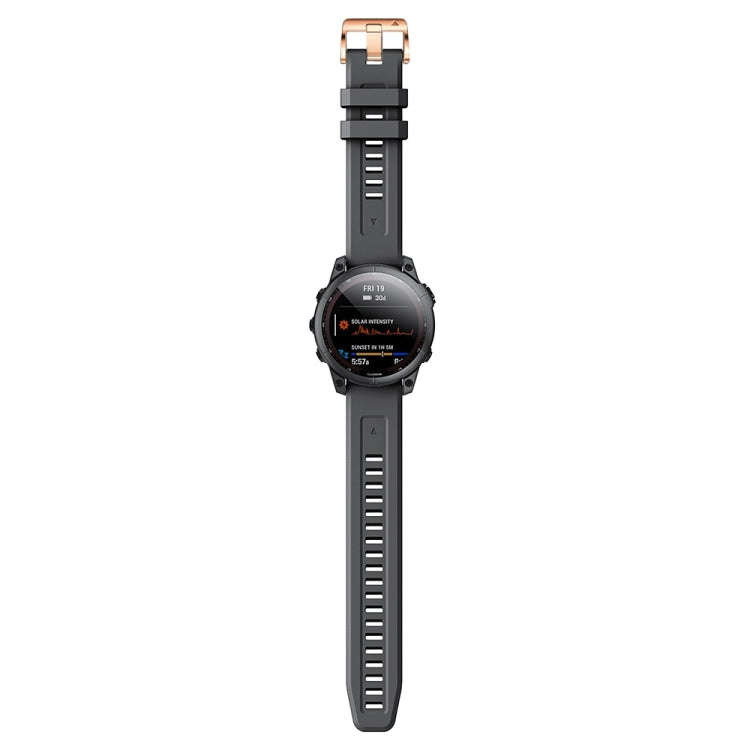 For Garmin Epix Pro 42mm Rose Gold Buckle Silicone Watch Band(Black)