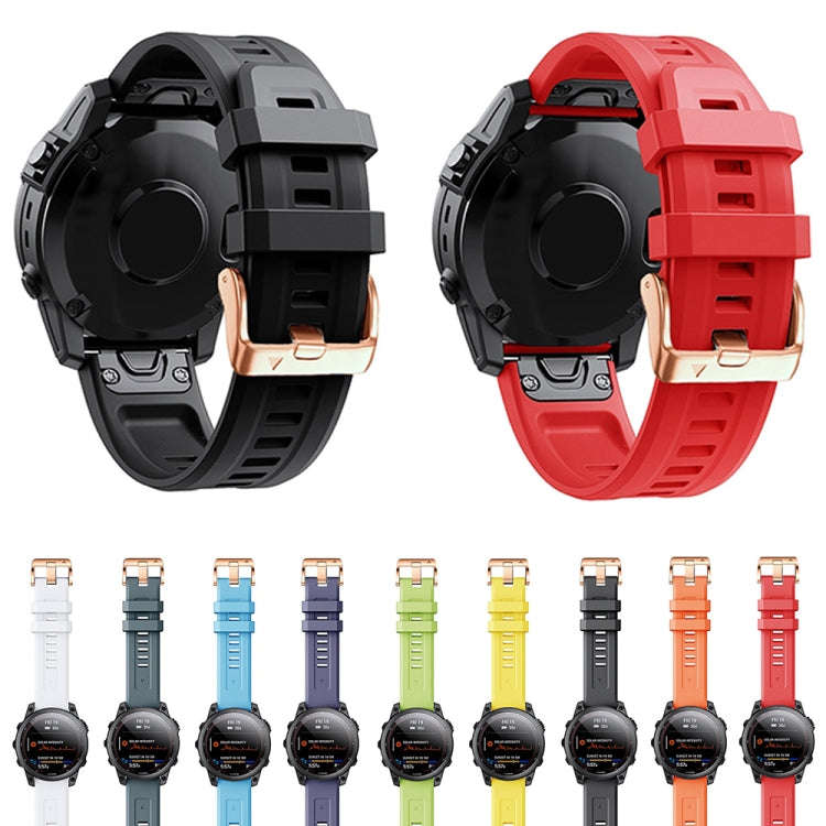 For Garmin Fenix 7S Pro 42mm Rose Gold Buckle Silicone Watch Band(Sky Blue)