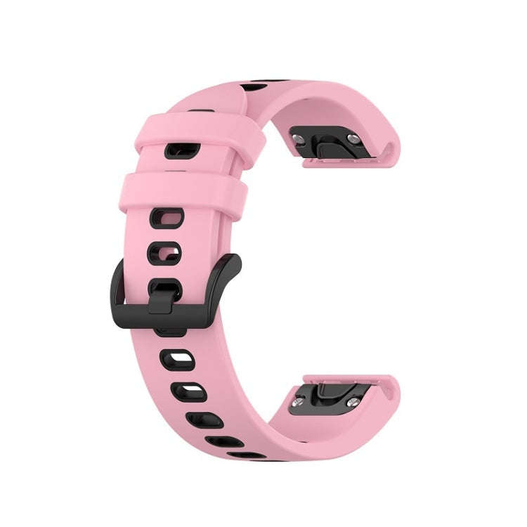 For Garmin Fenix 7S Pro 42mm Sports Two-Color Silicone Watch Band(Pink+Black)