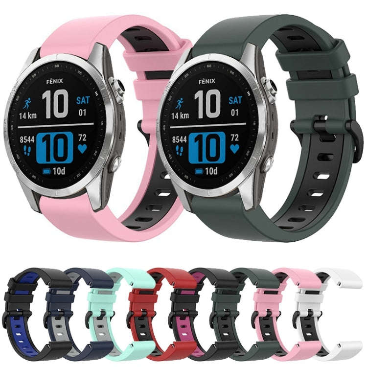 For Garmin Epix Pro 42mm Sports Two-Color Silicone Watch Band(Teal+Grey)