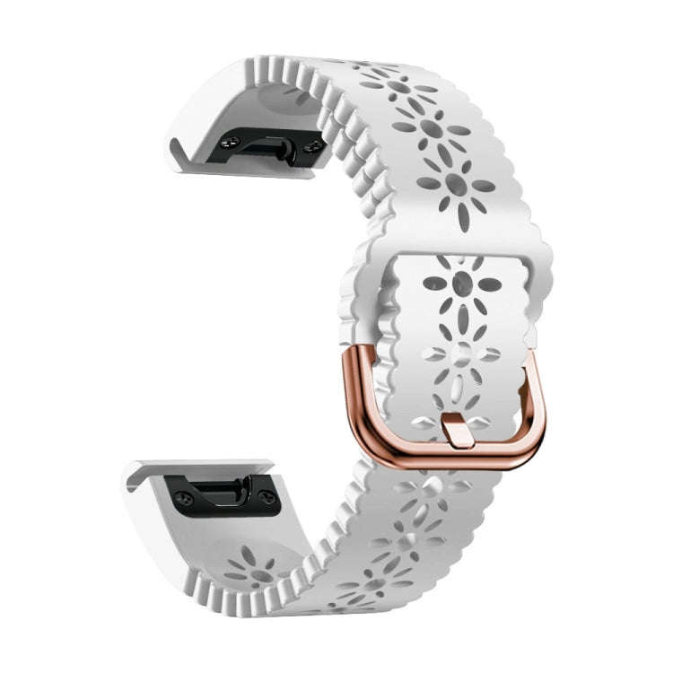 For Garmin Epix Pro 42mm Lady Lace Punch Silicone Watch Band(White)