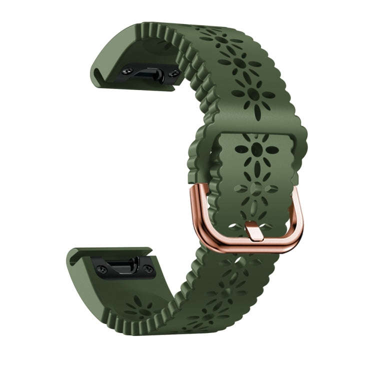 For Garmin Epix Pro 42mm Lady Lace Punch Silicone Watch Band(Army Green)