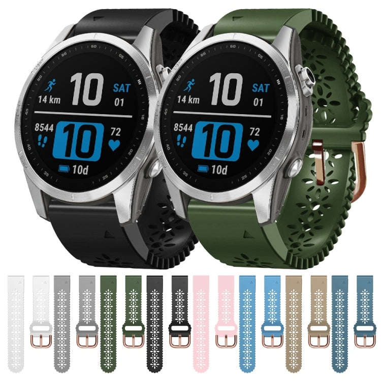 For Garmin Epix Pro 42mm Lady Lace Punch Silicone Watch Band(Lake Blue)