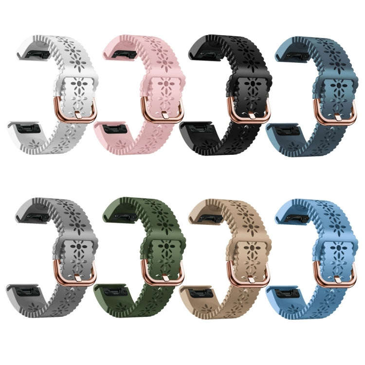 For Garmin Epix Pro 42mm Lady Lace Punch Silicone Watch Band(Lake Blue)
