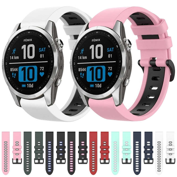 For Garmin Instinct 2 Solar Sports Two-Color Silicone Watch Band(Teal+Grey)