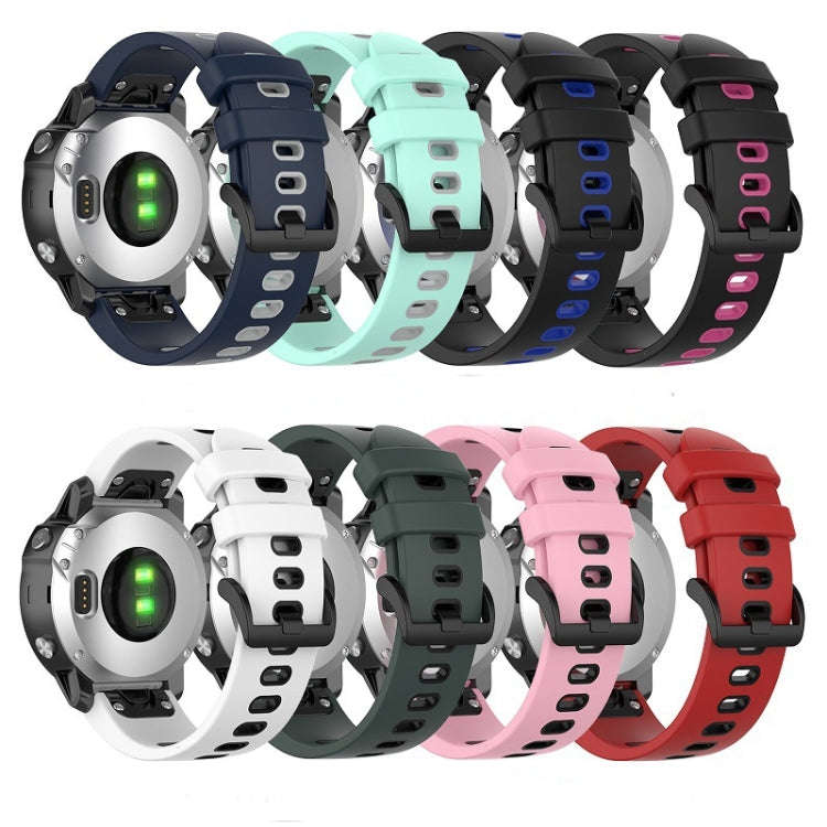 For Garmin Instinct 2 Solar Sports Two-Color Silicone Watch Band(Teal+Grey)