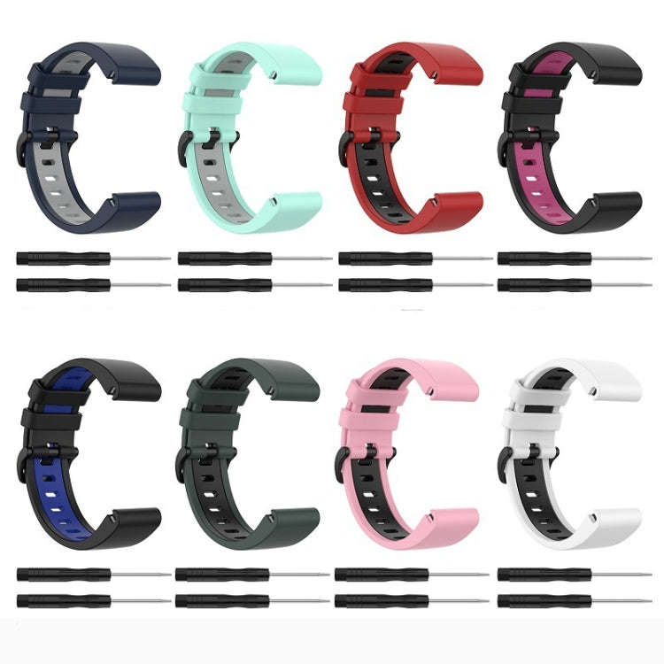 For Garmin Instinct 2 Solar Sports Two-Color Silicone Watch Band(Teal+Grey)