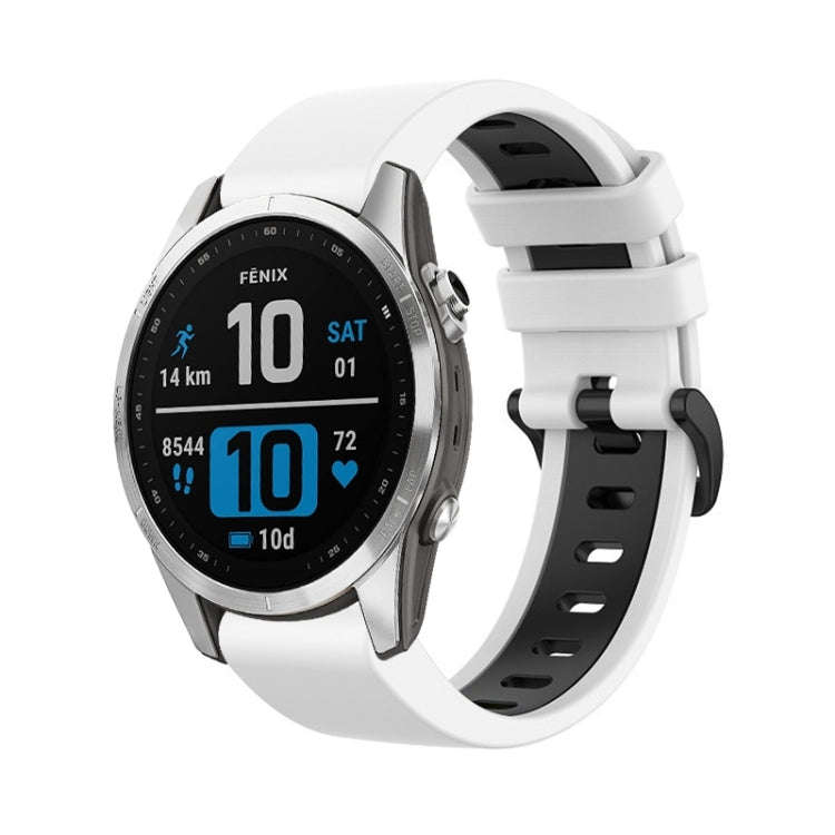 For Garmin Instinct 2X Solar Sports Two-Color Silicone Watch Band(White+Black)