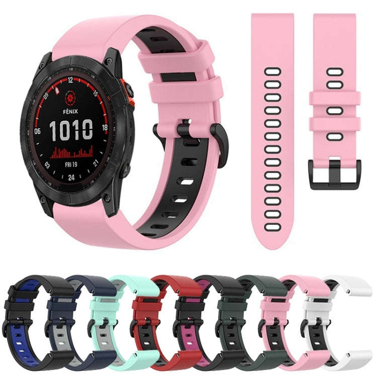 For Garmin Instinct 2X Solar Sports Two-Color Silicone Watch Band(Black+Blue)