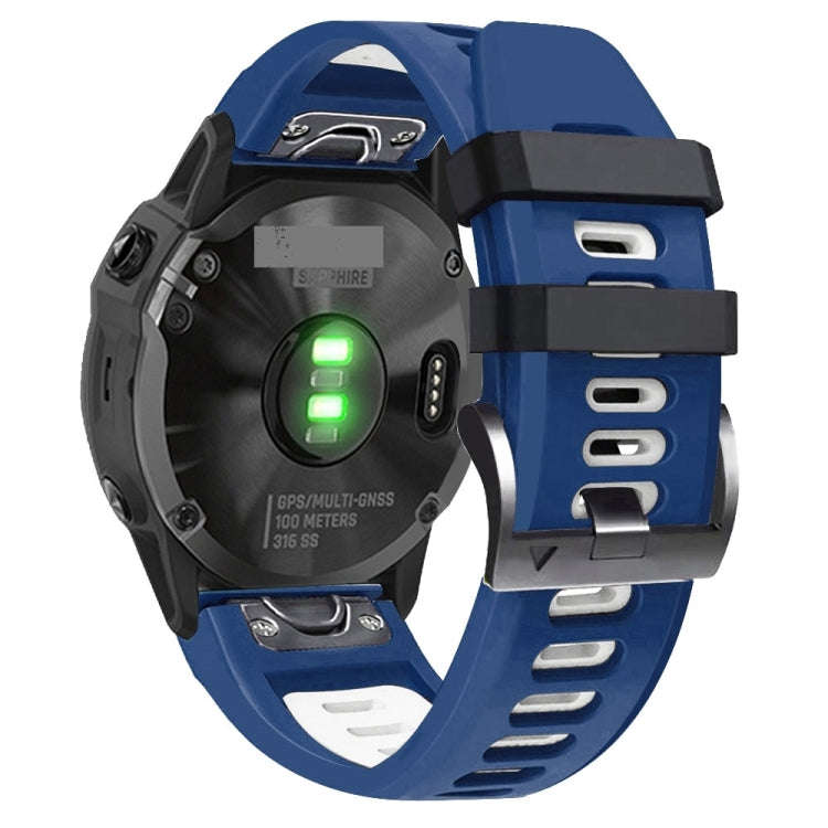 For Garmin Instinct 2X Solar Sports Two-Color Silicone Watch Band(Midnight Blue+White)